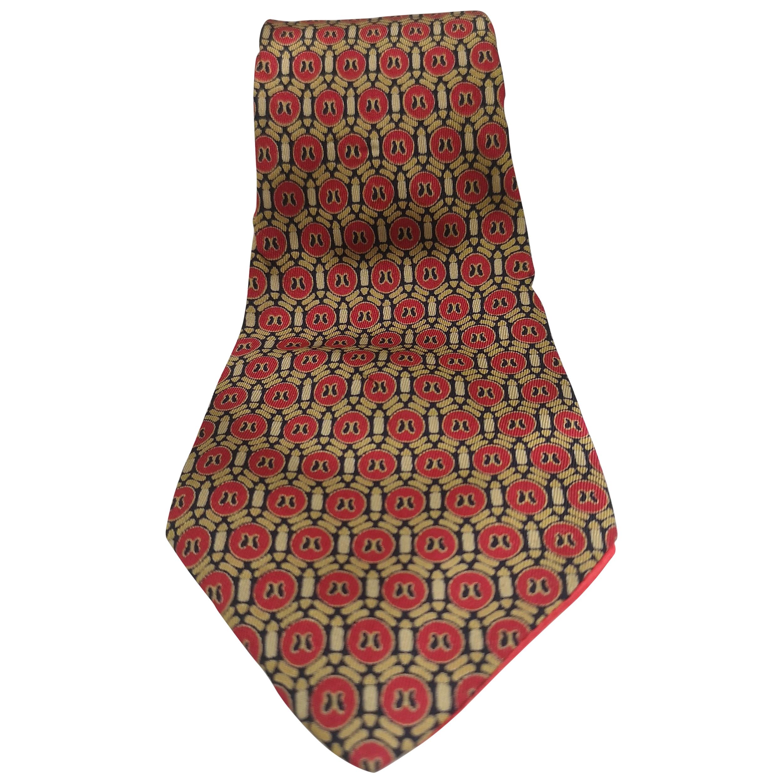 Christian Dior - Cravate en soie rouge multicolore