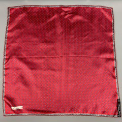 CHRISTIAN DIOR Red Navy Square Silk Satin Pocket Square