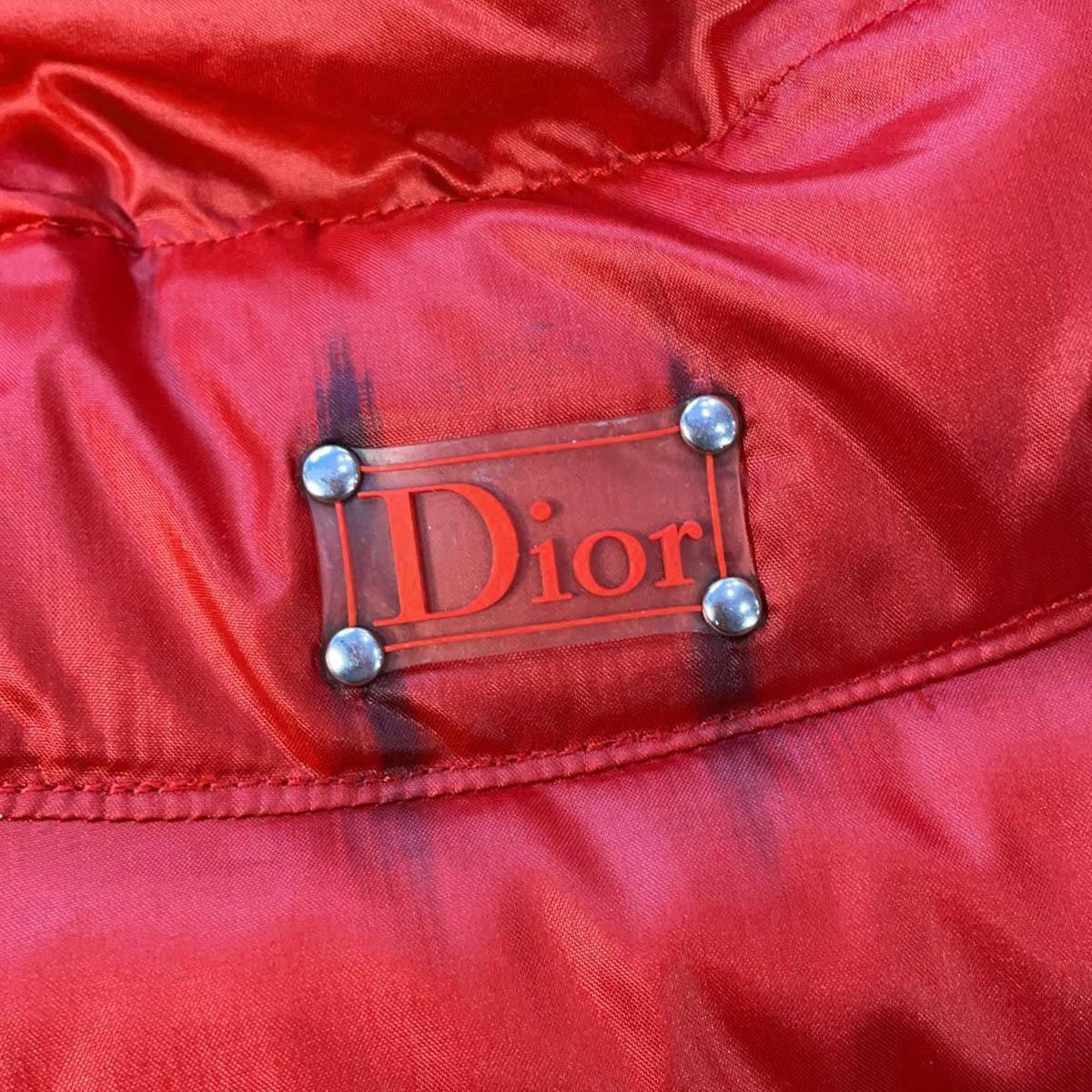 Red CHRISTIAN DIOR red nylon DOWN PUFFER Jacket 38 S