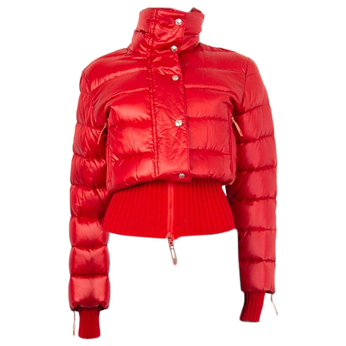 CHRISTIAN DIOR red nylon DOWN PUFFER Jacket 38 S