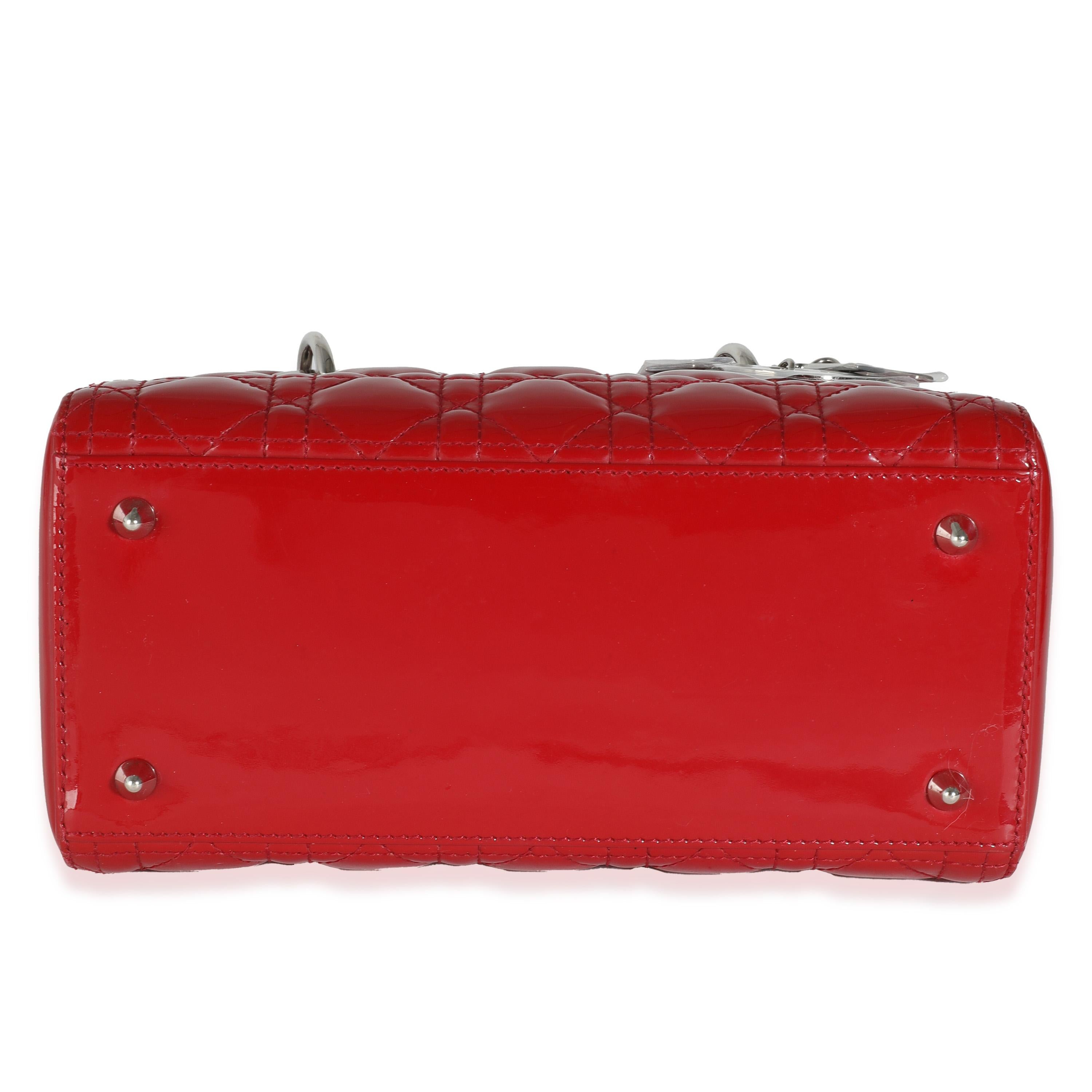 Christian Dior Red Patent Cannage Medium Lady Dior For Sale 4