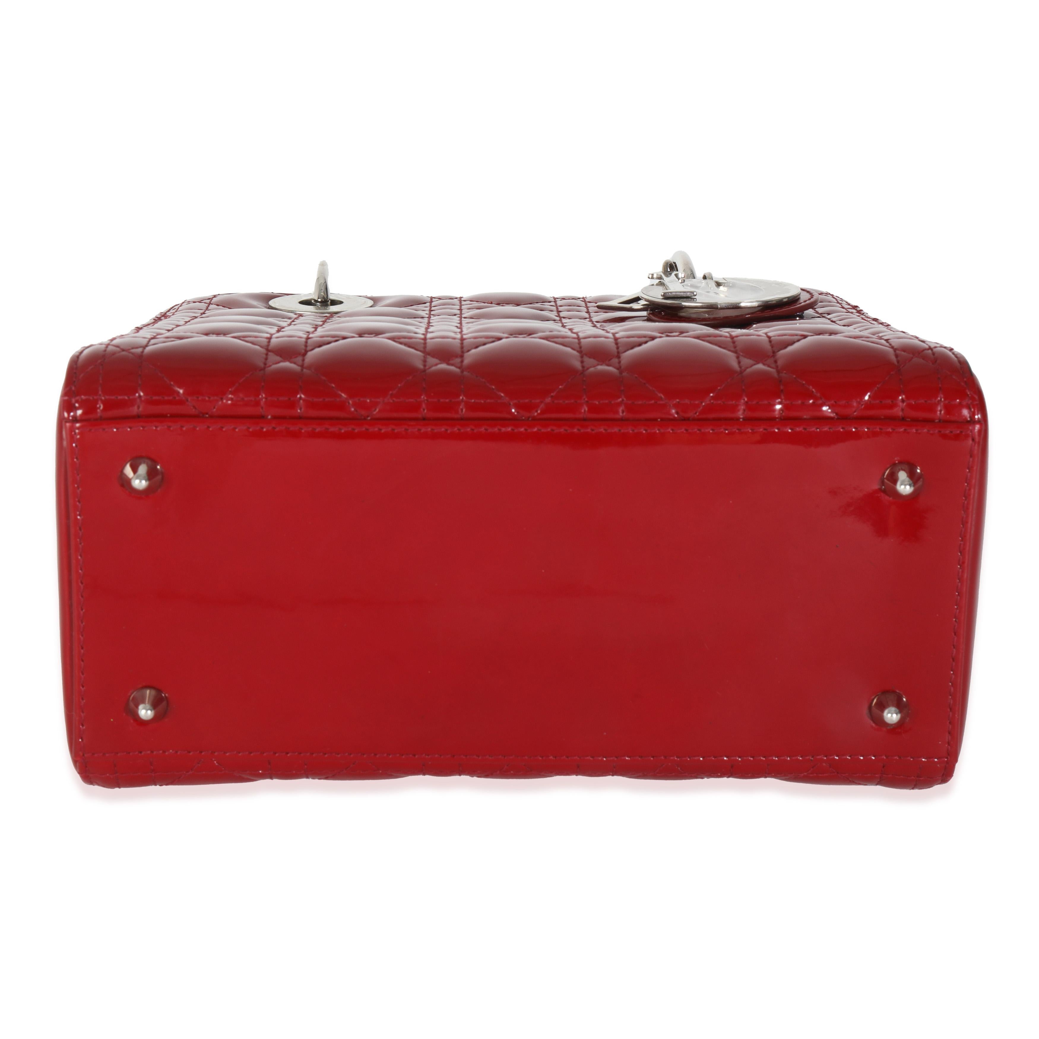 Christian Dior Red Patent Cannage Medium Lady Dior For Sale 4