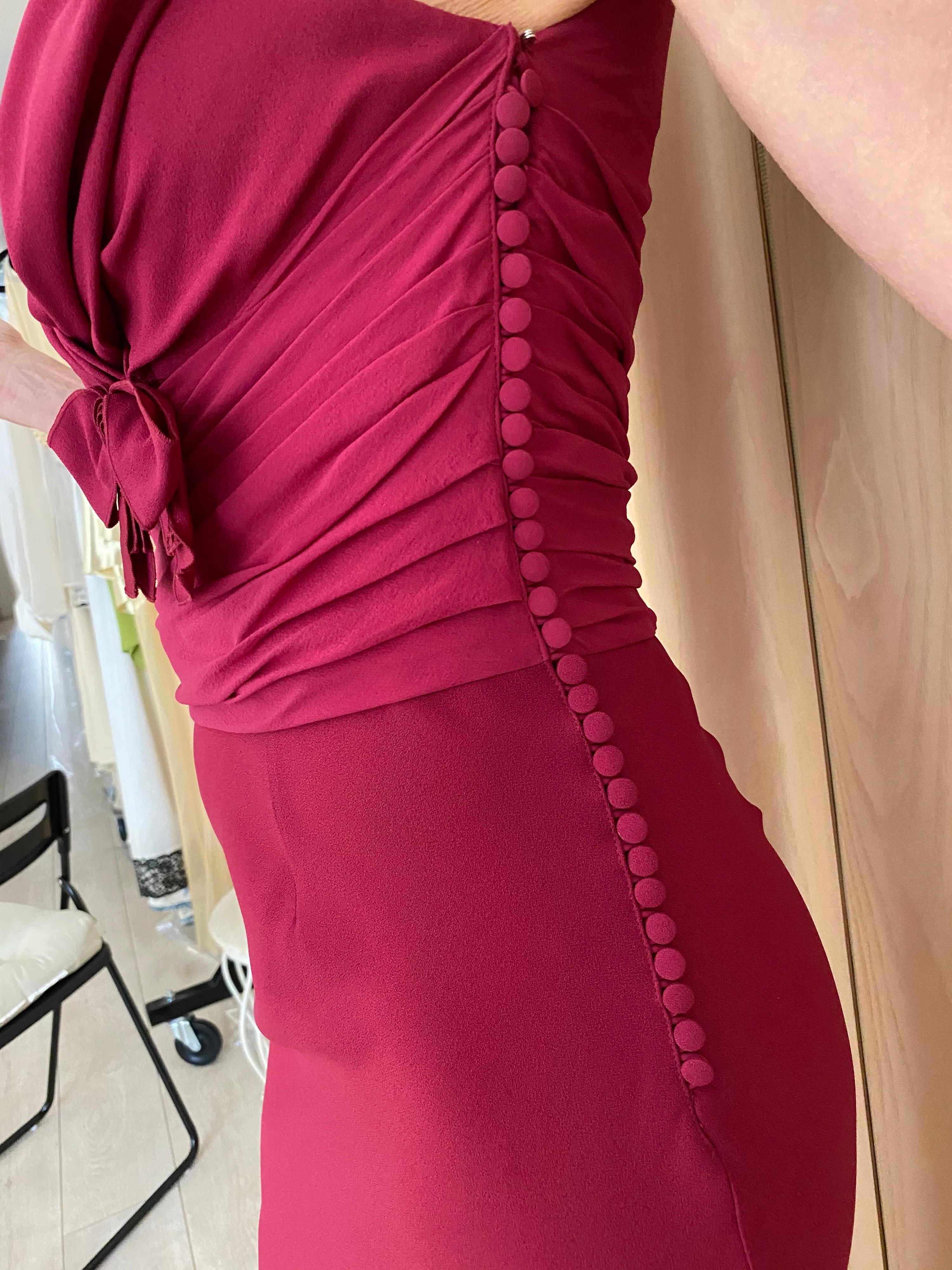 Christian Dior Red Pink Gown In Excellent Condition In Beverly Hills, CA