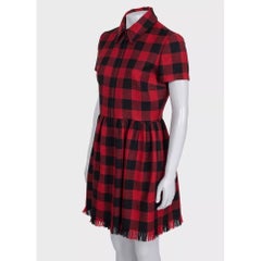 Christian Dior Red Plaid Wool Dress - Size 40