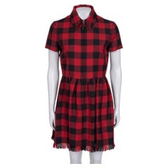 Christian Dior Red Plaid Wool Dress - Size 40