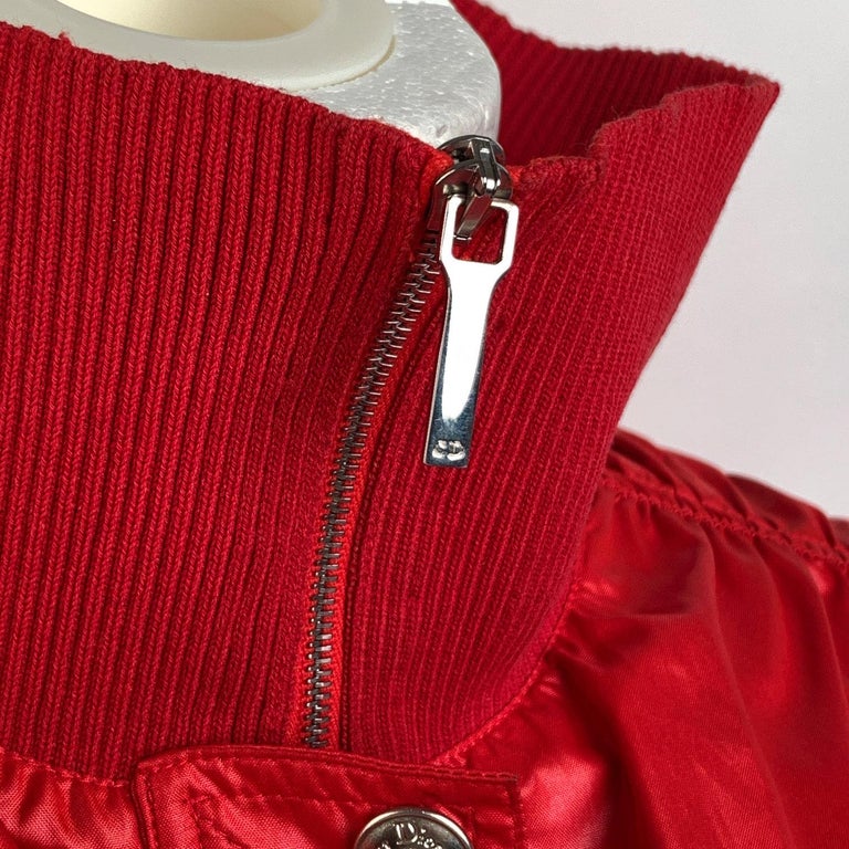 Christian Dior Red Polyester Cropped Windbreaker Jacket Size 38 at 1stDibs