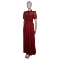 Robe Christian Dior en soie rouge, modèle « LEOPARD CHIFFON SHIRT » 2021, taille 36 (XS)