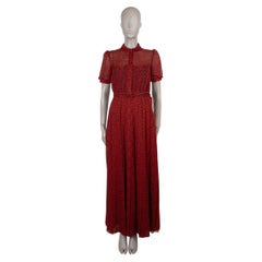 Robe Christian Dior en soie rouge, modèle « LEOPARD CHIFFON SHIRT » 2021, taille 36 (XS)