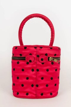 Christian Dior Red Silk Bag with Black Dots