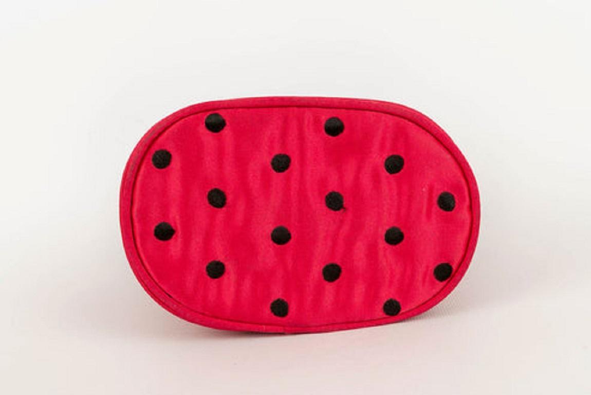 Christian Dior Red Silk Bag with Black Dots For Sale 2
