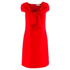 Christian Dior Red Silk Knotted Collar Shift Dress FR 38, Small FR 38, Small