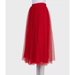 Christian Dior Red Tulle Skirt with Silk Lining - Size 36/S