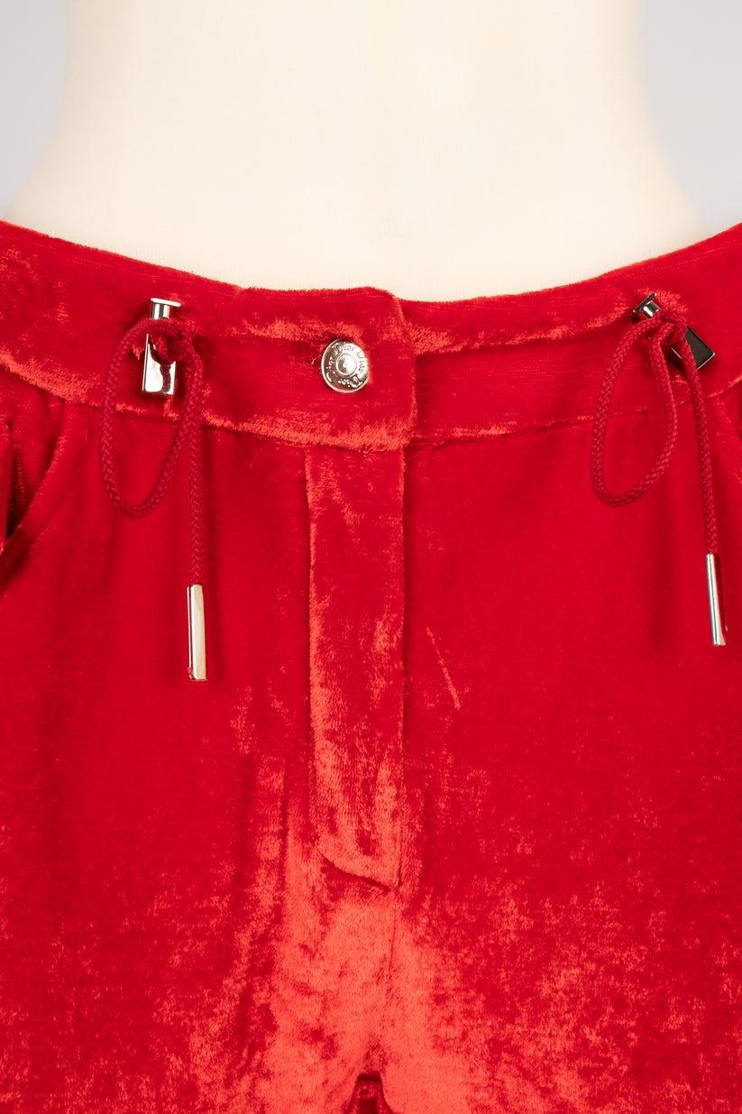 Christian Dior Red Velvet Pants, 2003 For Sale 1
