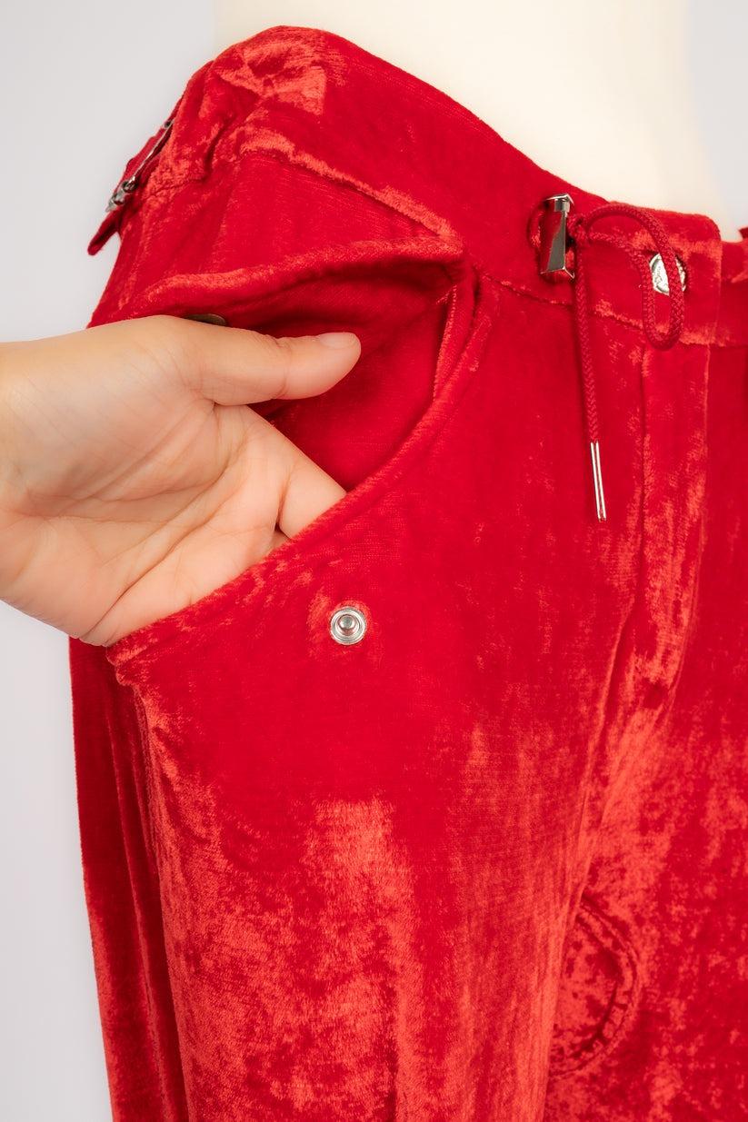 Christian Dior Red Velvet Pants, 2003 For Sale 3