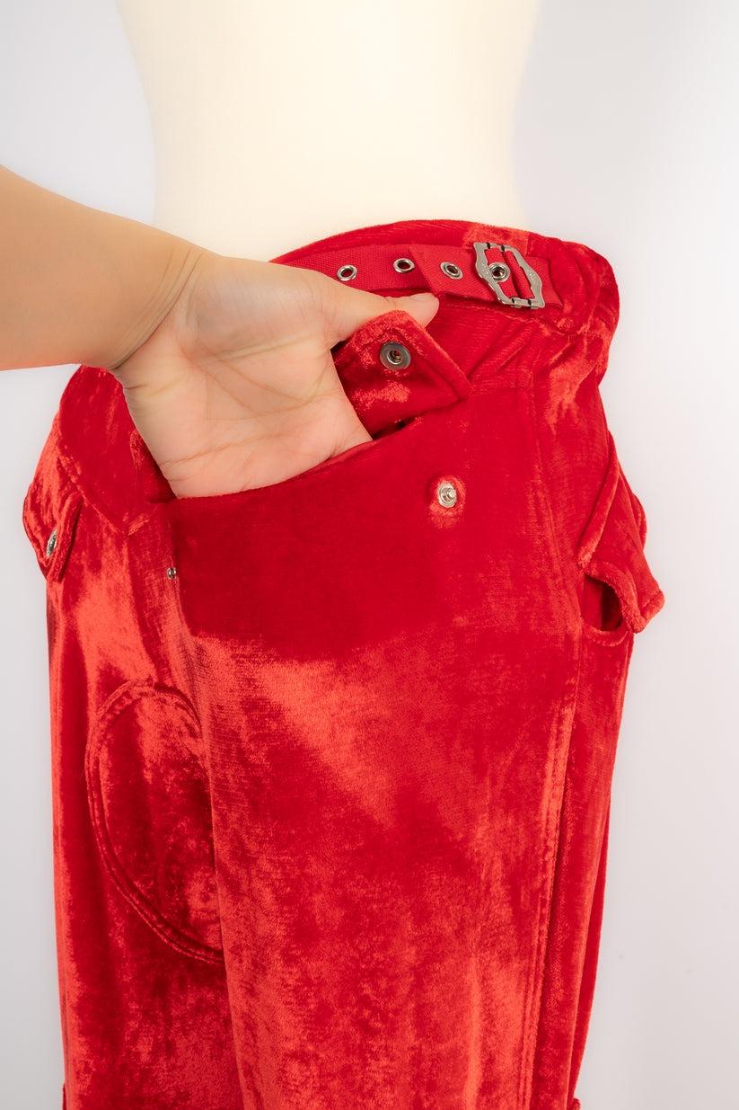 Christian Dior Red Velvet Pants, 2003 For Sale 4