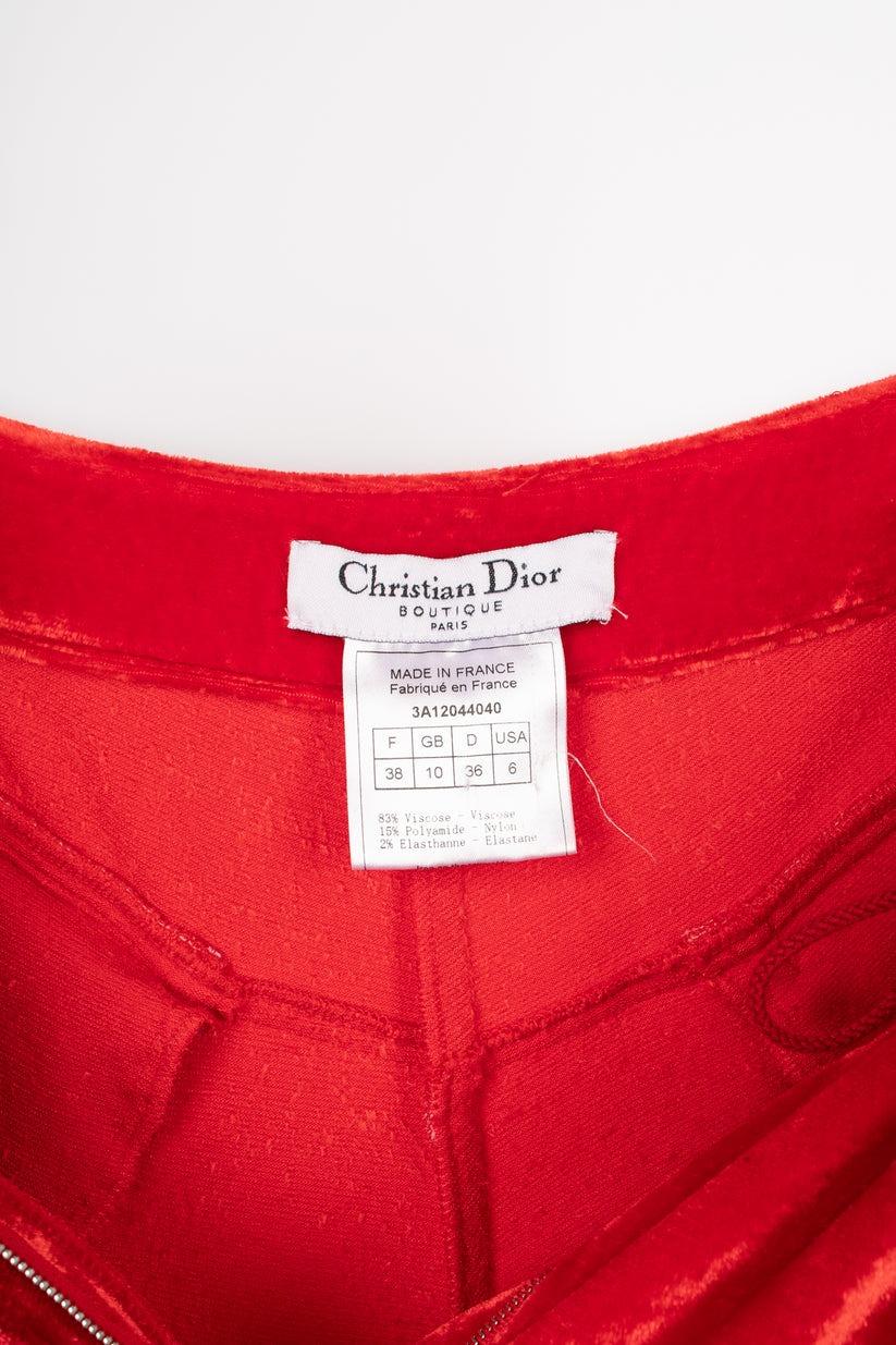Christian Dior Red Velvet Pants, 2003 For Sale 5