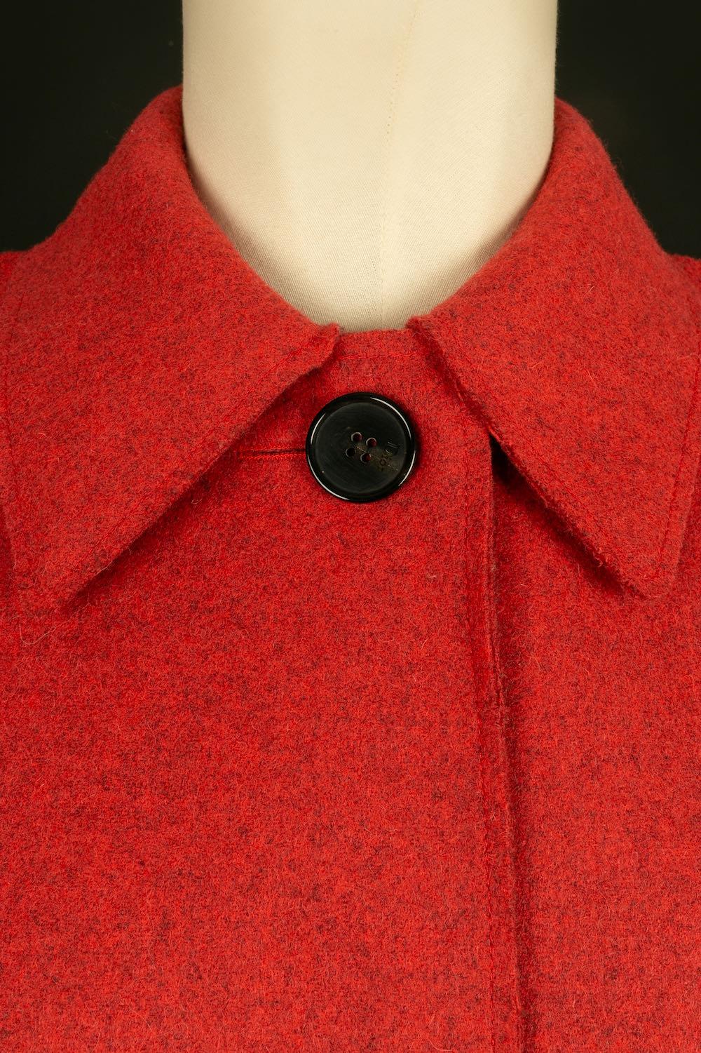 Christian Dior Red Virgin Wool Coat Winter Collection, 2005 For Sale 2