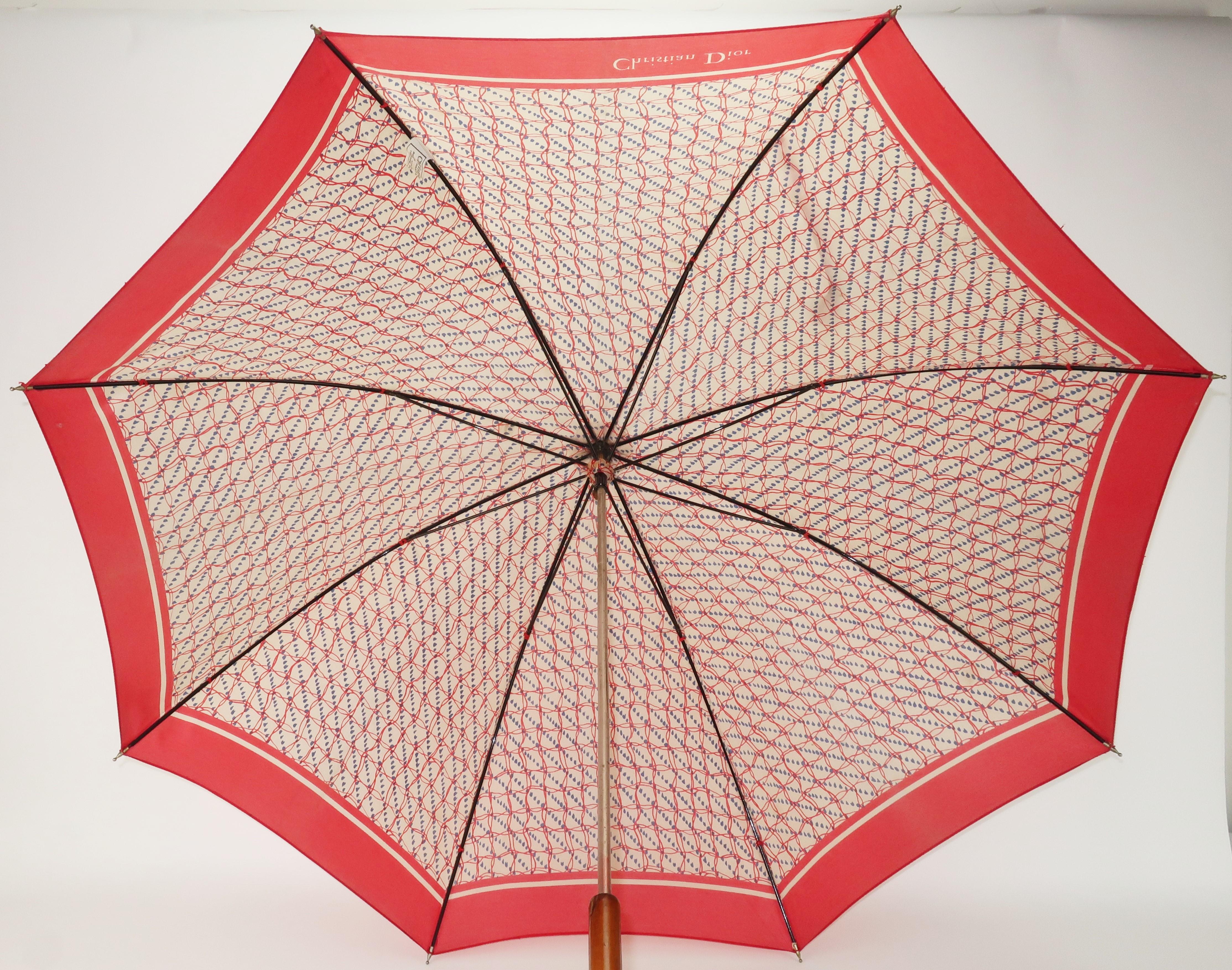 Christian Dior Red, White & Blue Parapluies Umbrella, 1970's 2