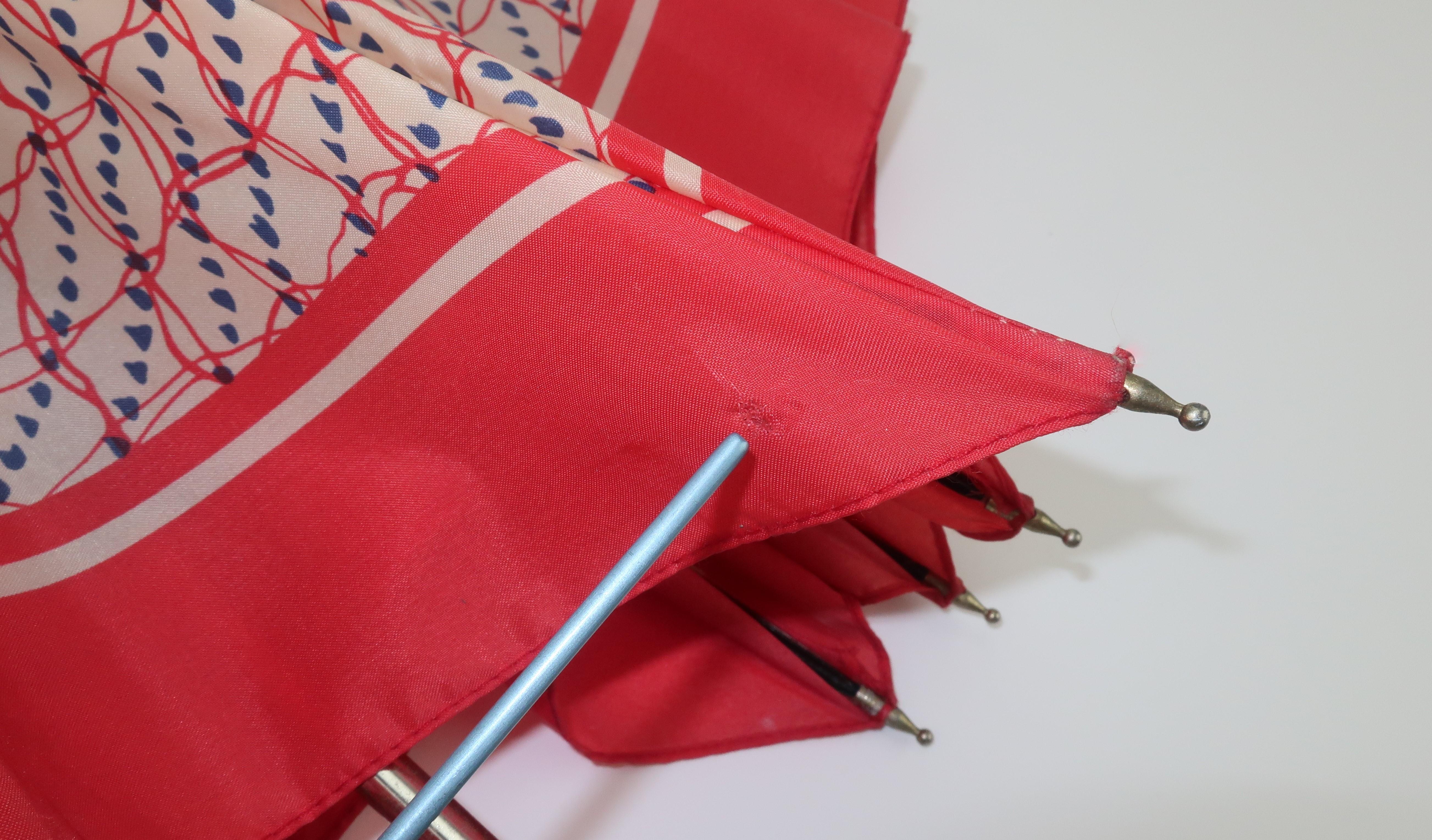 Christian Dior Red, White & Blue Parapluies Umbrella, 1970's 5