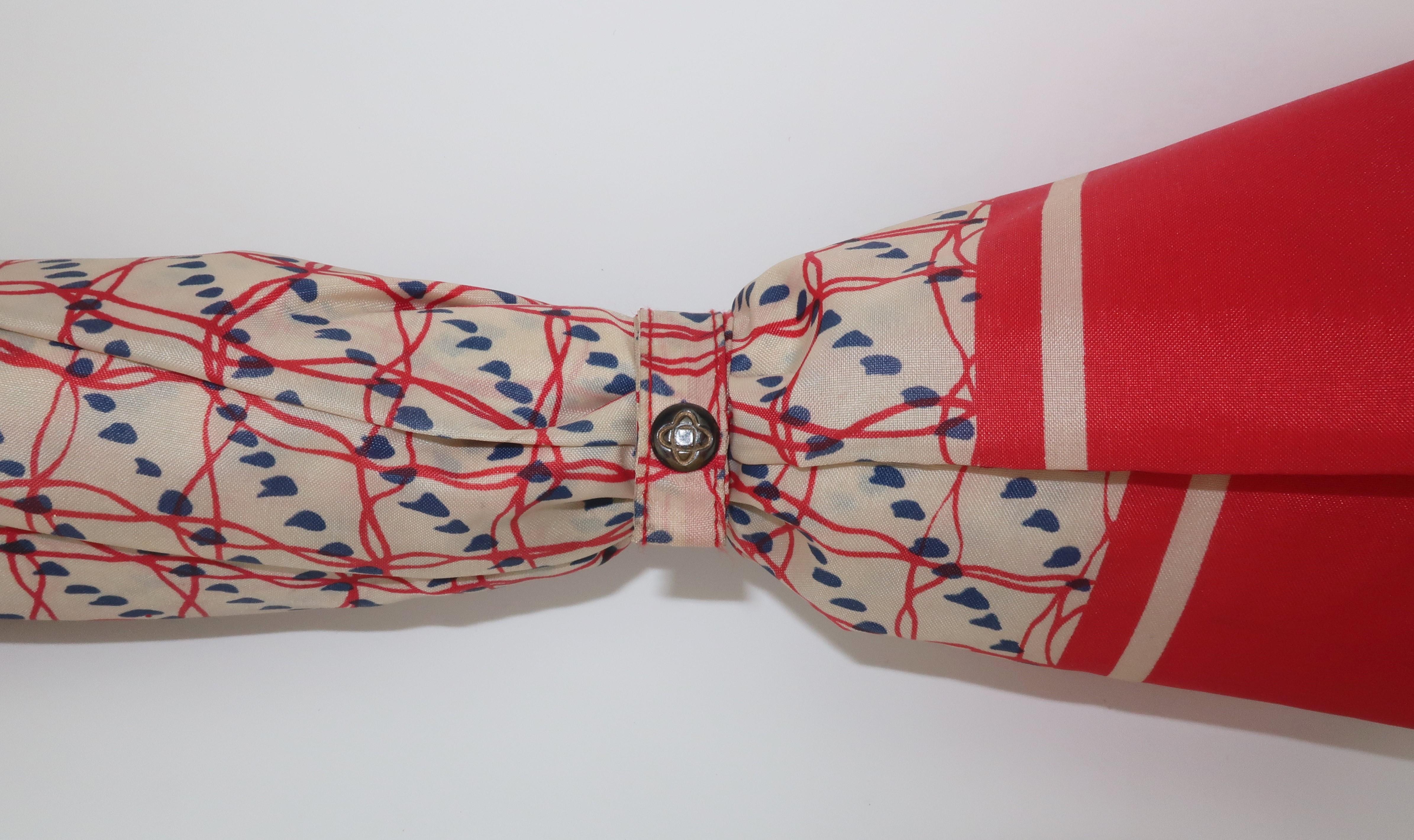 Pink Christian Dior Red, White & Blue Parapluies Umbrella, 1970's