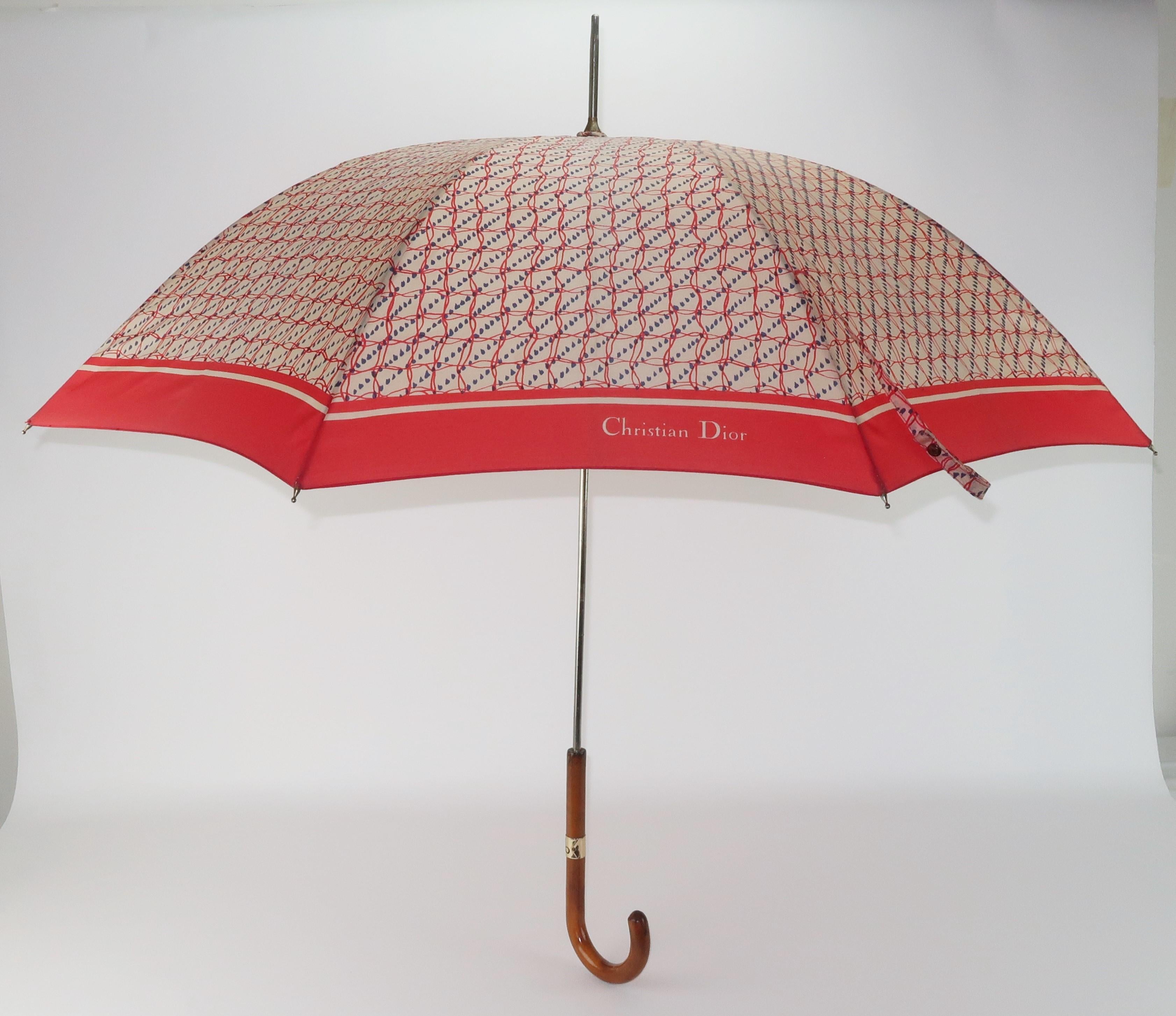 Christian Dior Red, White & Blue Parapluies Umbrella, 1970's In Good Condition In Atlanta, GA