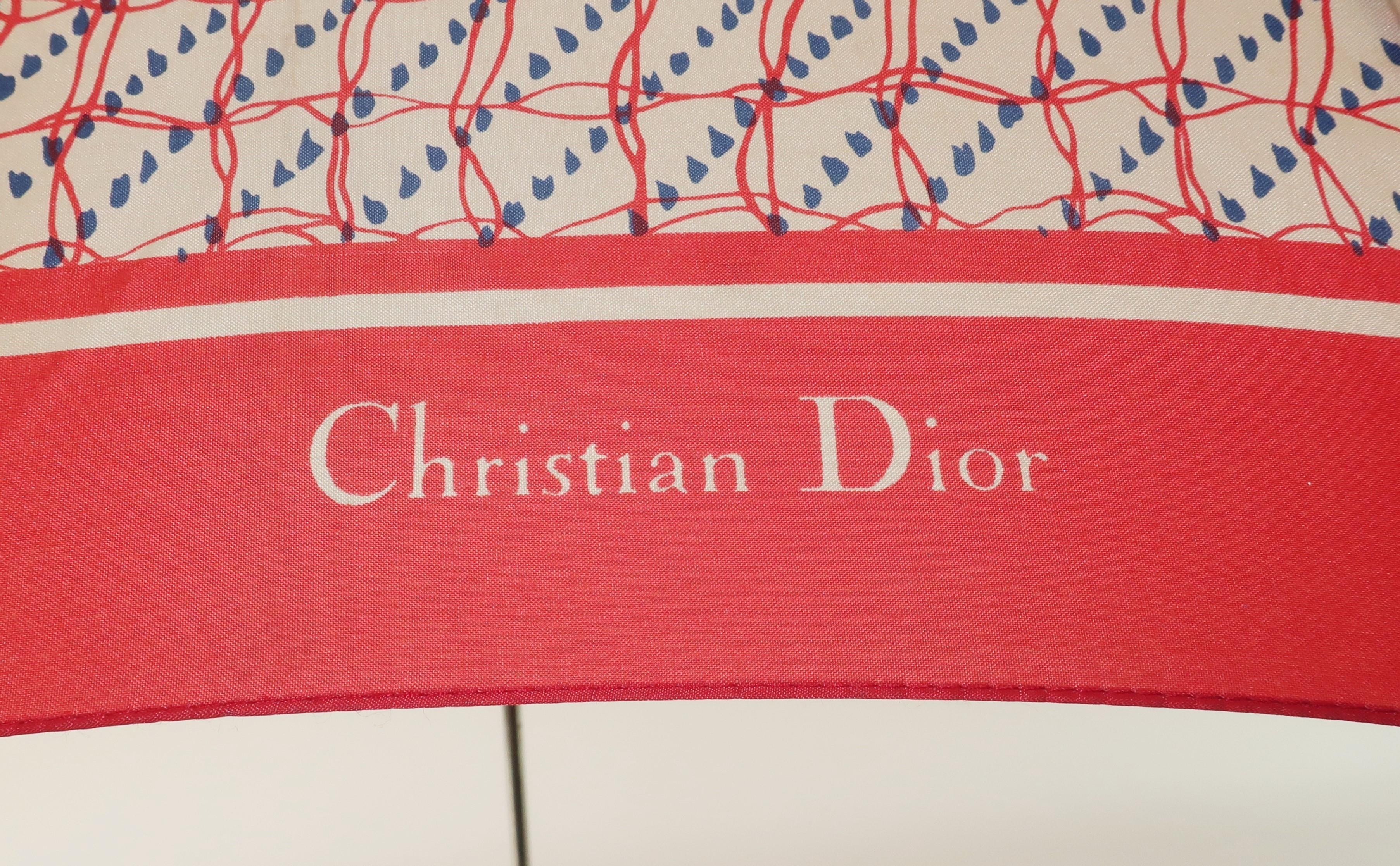 Women's or Men's Christian Dior Red, White & Blue Parapluies Umbrella, 1970's