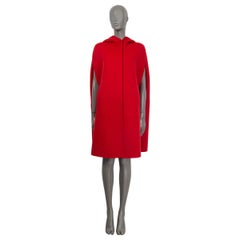 CHRISTIAN DIOR red wool 2021 DOUBLE FACE HOODED Cape Jacket 38 S