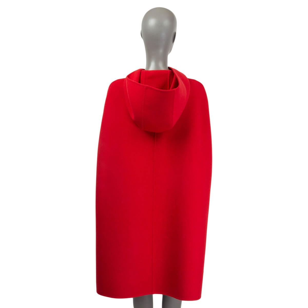 Red CHRISTIAN DIOR red wool 2021 DOUBLE FACE HOODED Cape Jacket 38 S For Sale
