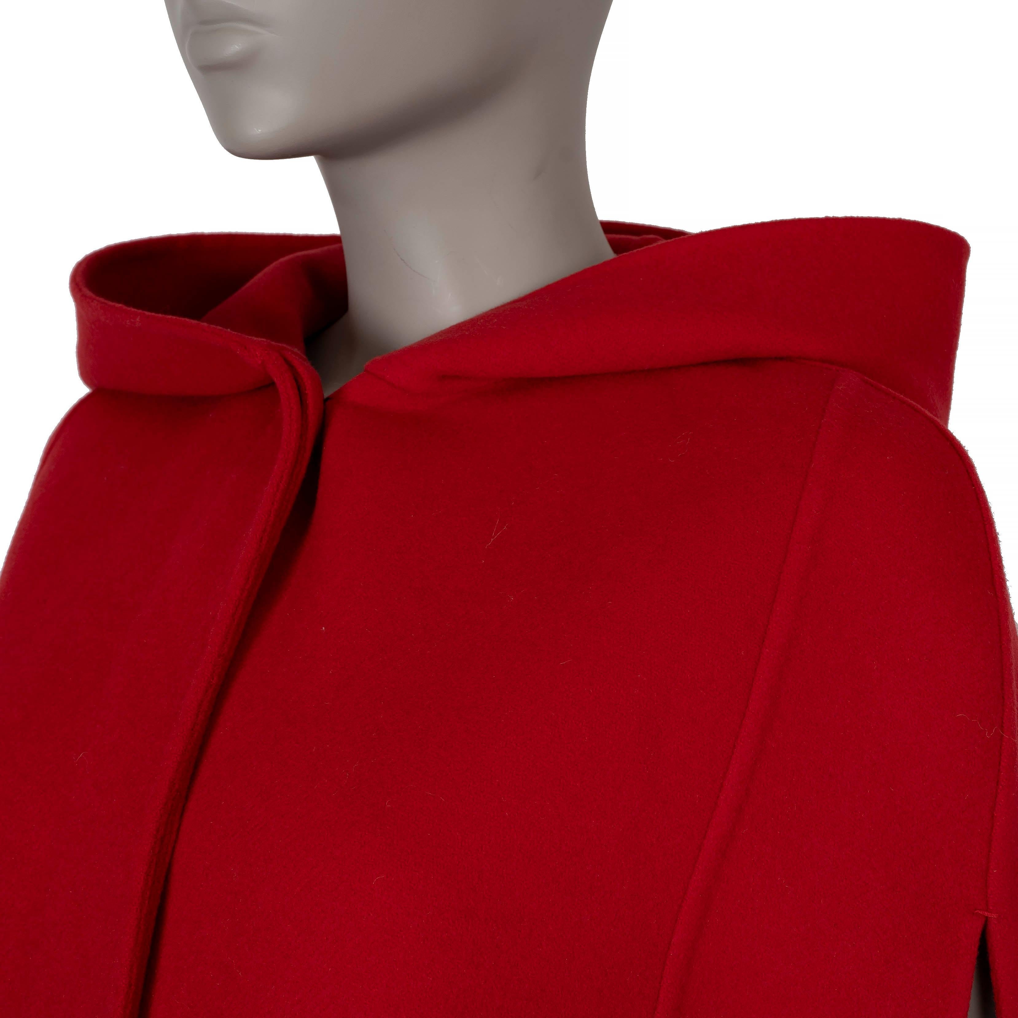 Christian Dior, giacca in lana rossa 2021 HOODE DOUBLE FACE CAPE 36 XS in vendita 1