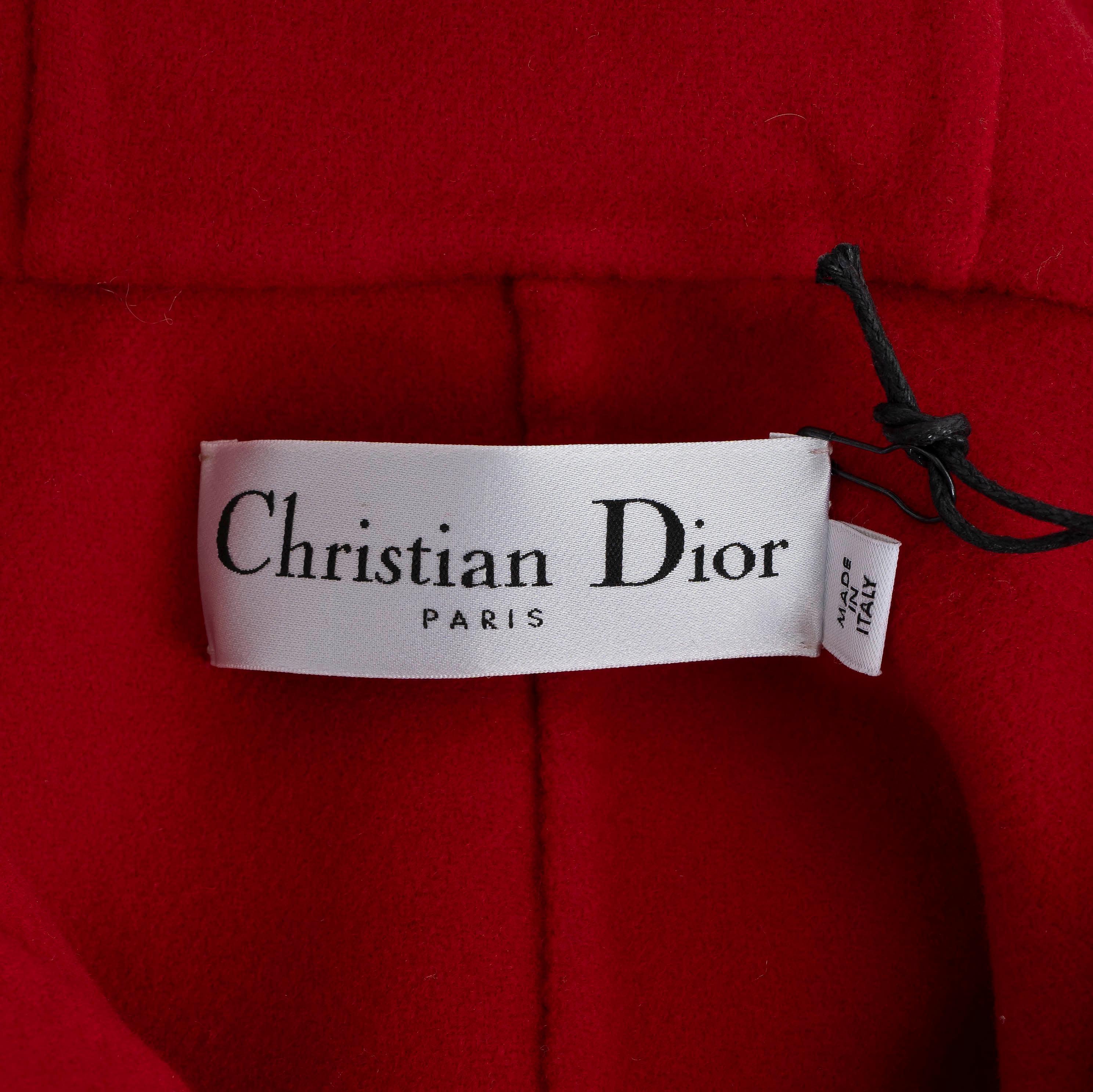 Christian Dior, giacca in lana rossa 2021 HOODE DOUBLE FACE CAPE 36 XS in vendita 2