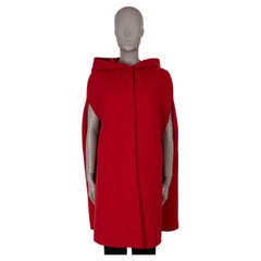CHRISTIAN DIOR red wool 2021 HOODE DOUBLE FACE CAPE Jacket 36 XS