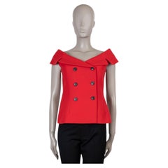 CHRISTIAN DIOR red wool silk 2018 OFF-SHOULDER BAR Jacket 38 S