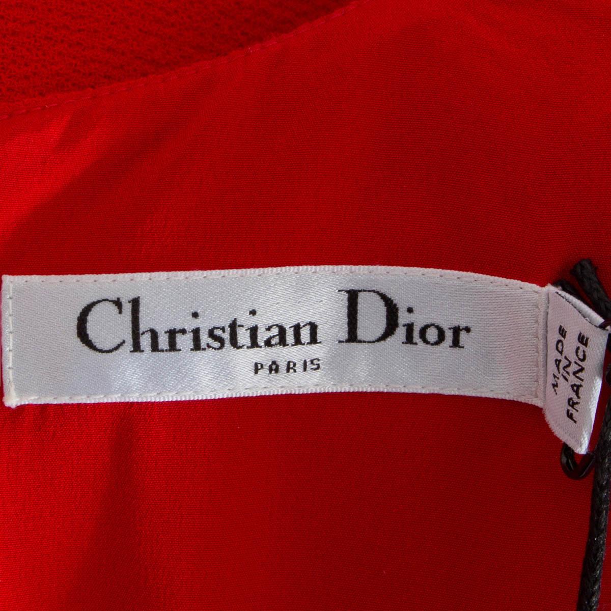 CHRISTIAN DIOR Chemise à manches bouffantes PEPLUM en laine rouge 34 XXS en vente 2