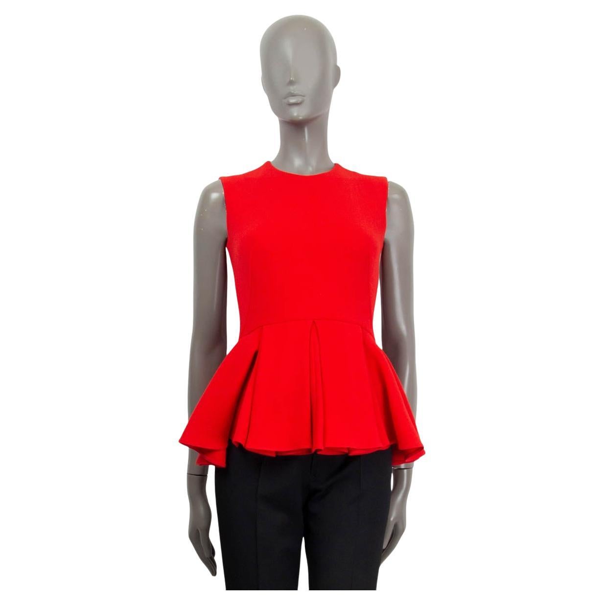 CHRISTIAN DIOR Chemise à manches bouffantes PEPLUM en laine rouge 34 XXS en vente