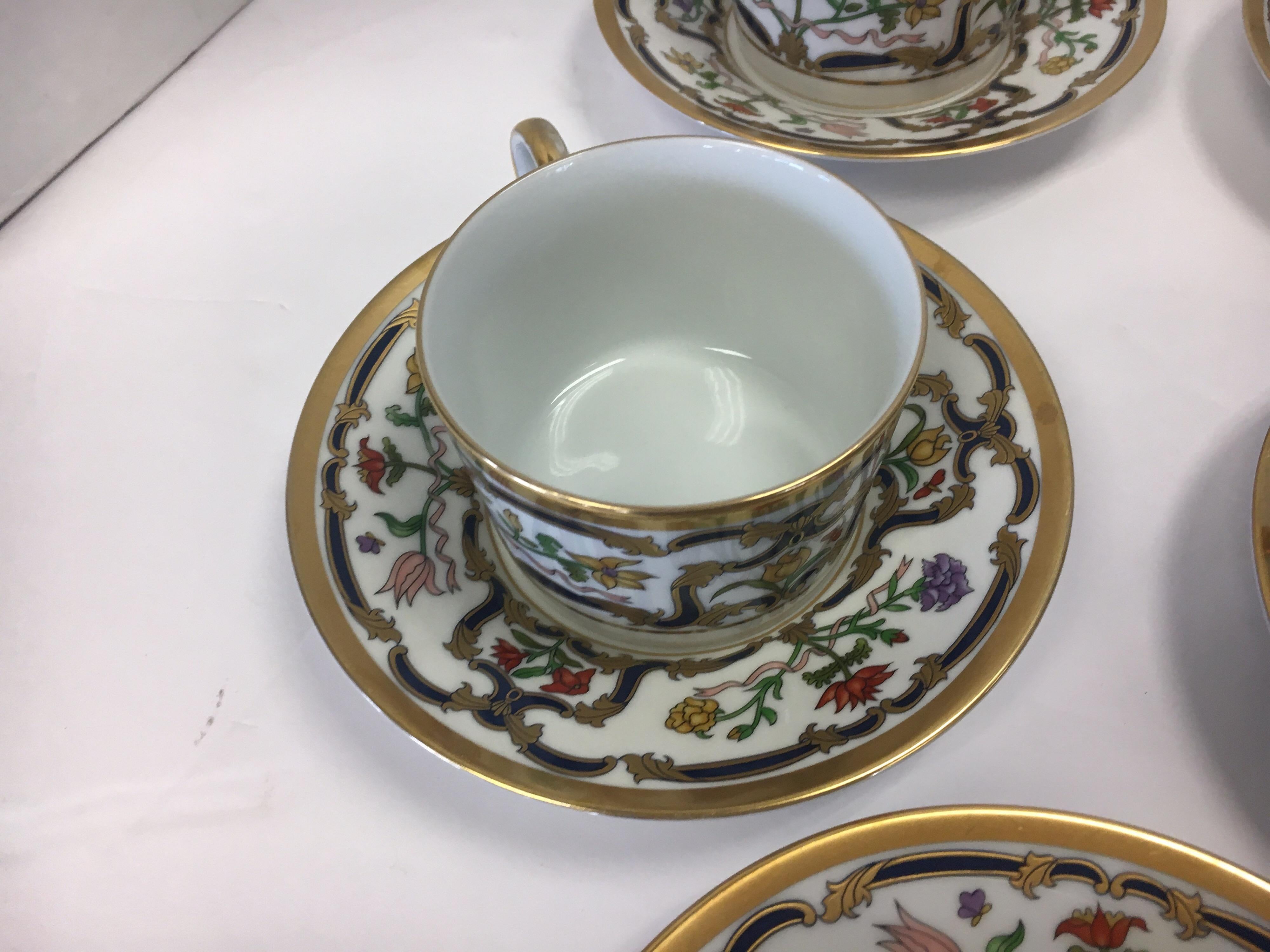 Late 20th Century Christian Dior Renaissance Porcelain Set of Eight Teacups and Saucers