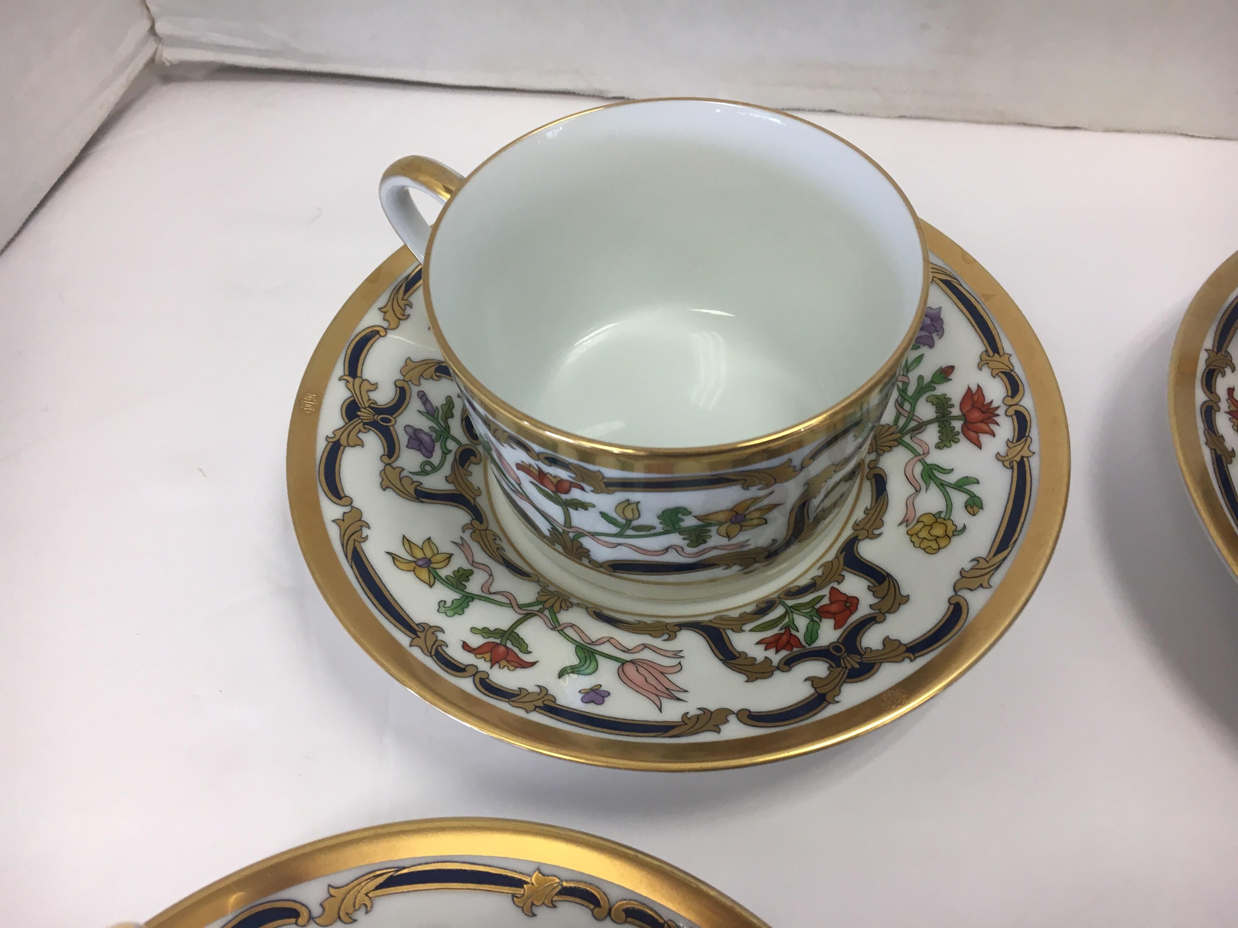 Christian Dior Renaissance Porcelain Set of Eight Teacups and Saucers 1