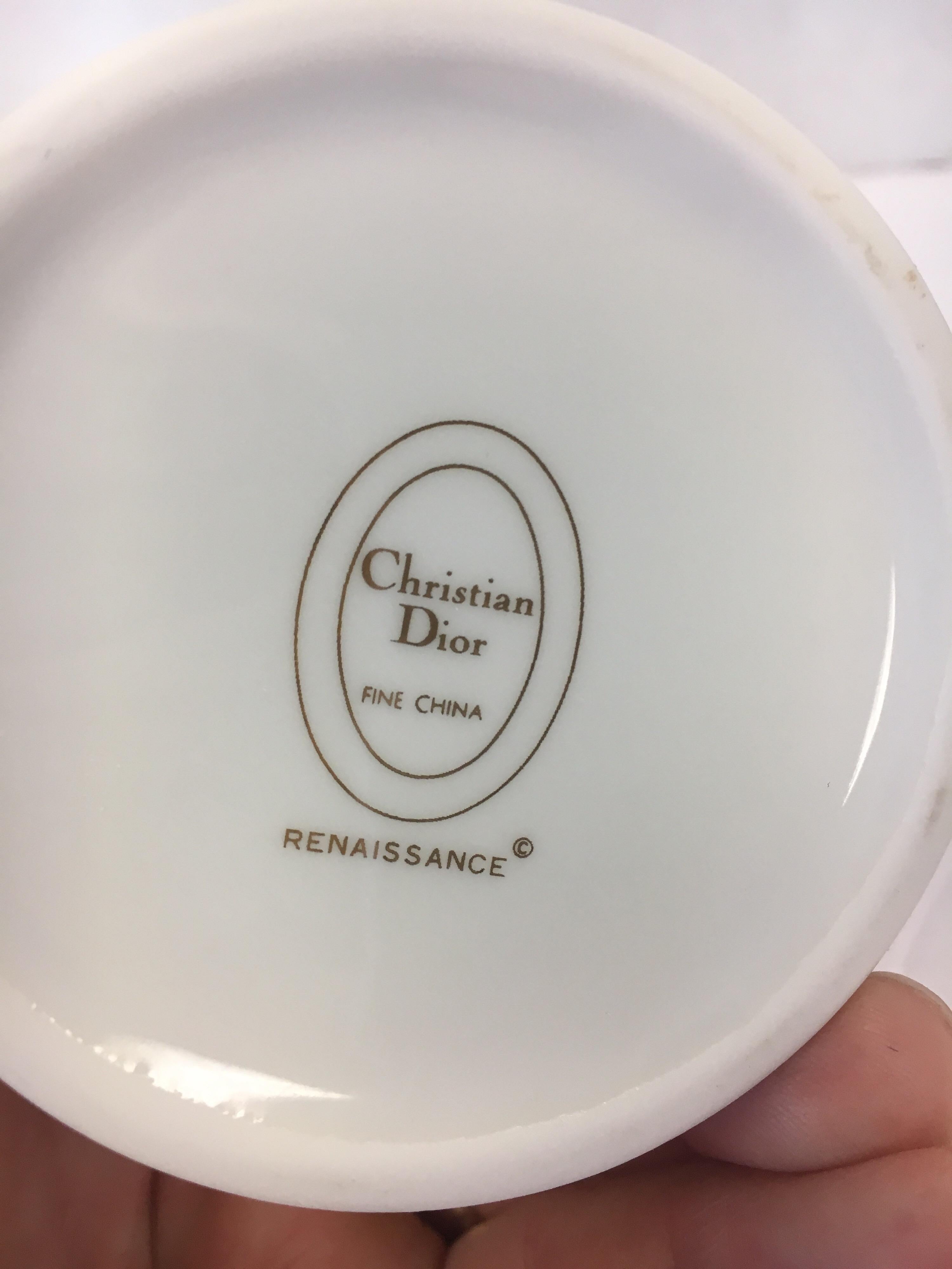Late 20th Century Christian Dior Renaissance Porcelain Tea Coffee Service Cream and Sugar