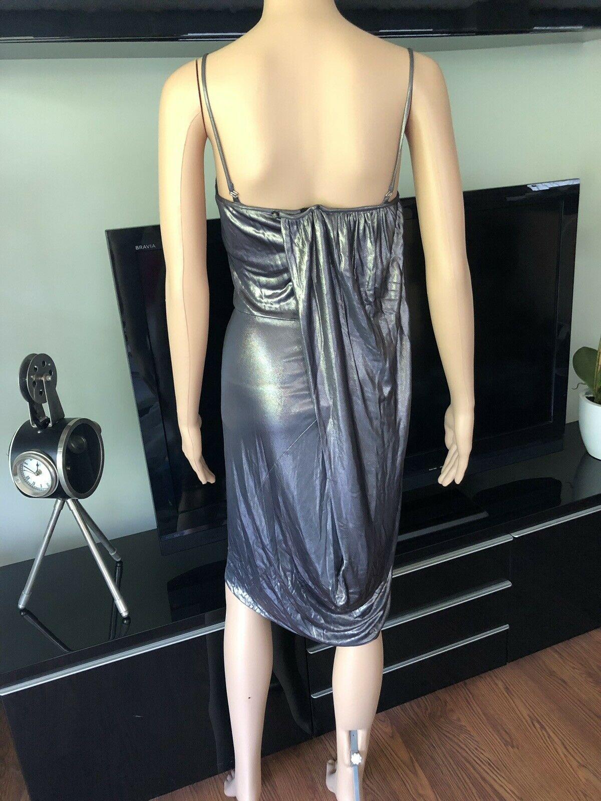 Women's Christian Dior Resort 2007 Runway Metallic Draped Dress For Sale