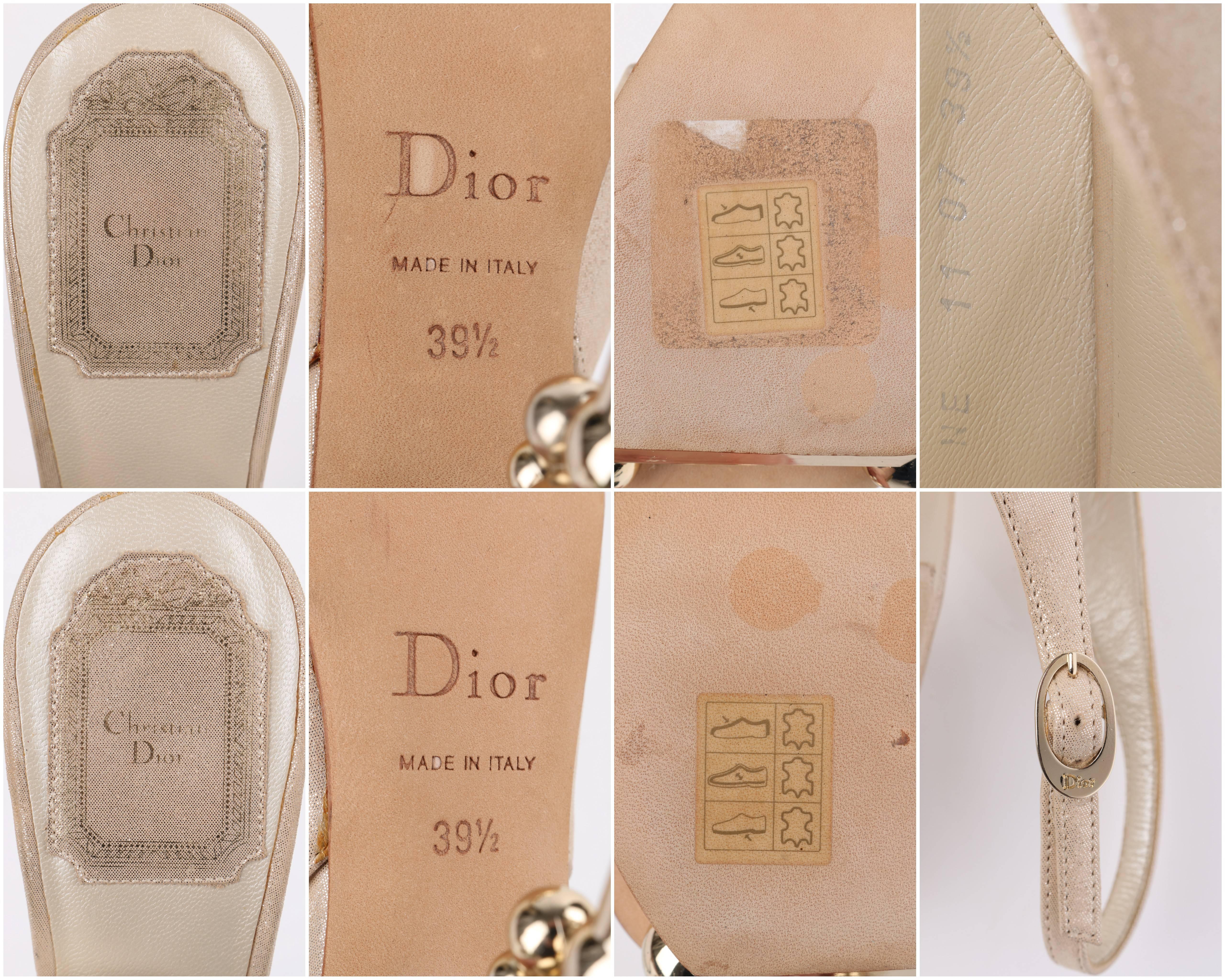 CHRISTIAN DIOR Resort 2008 Bomba de plataforma con tacón esculpido de ante beige dorado metalizado 3