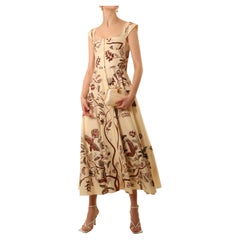Christian Dior Resort 2018 brown cream floral print corset bustier midi dress 