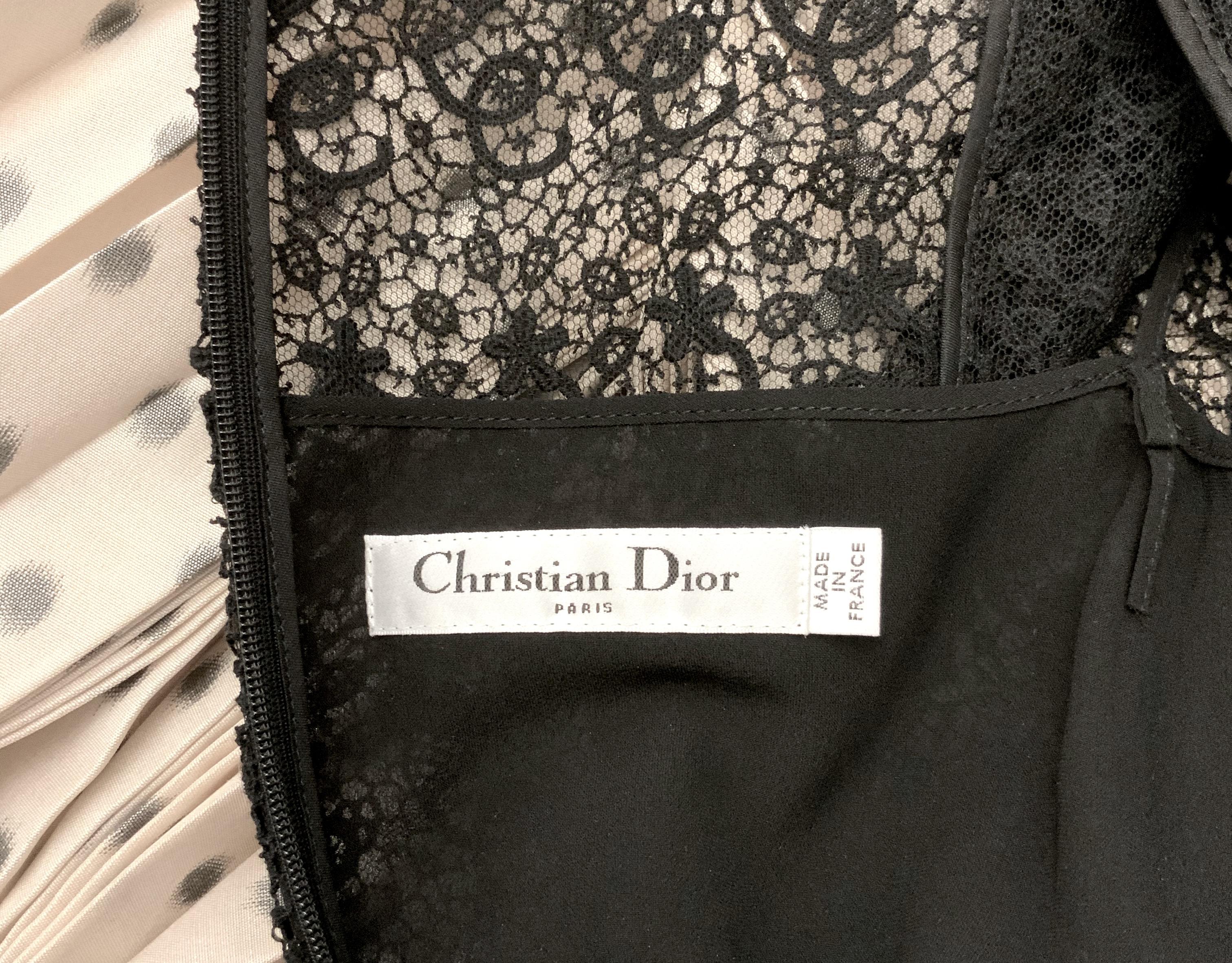 Christian Dior Resort 2019 Black Knit and Ivory Polka Dots Silk Dress In Good Condition In Geneva, CH