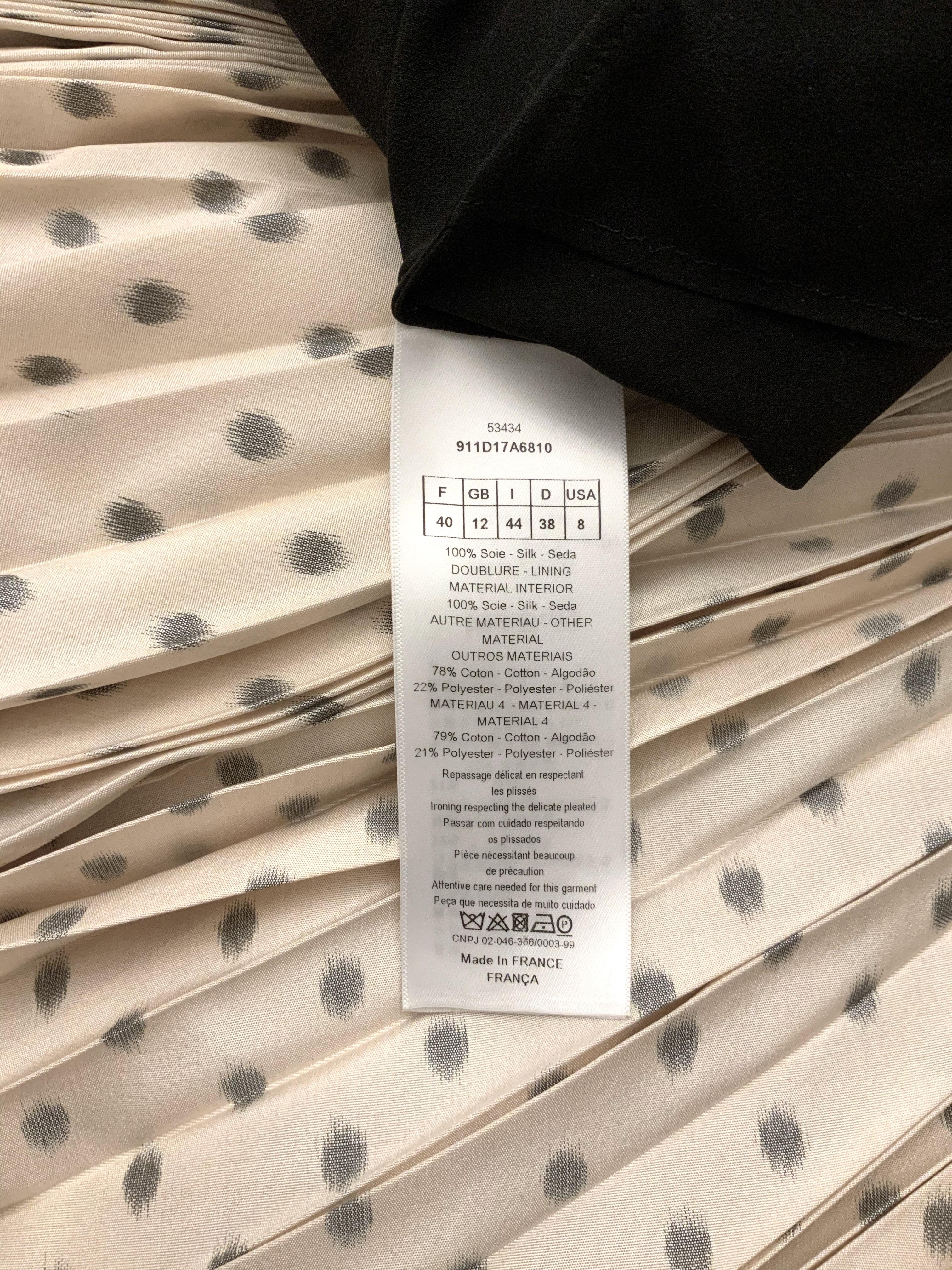 Women's Christian Dior Resort 2019 Black Knit and Ivory Polka Dots Silk Dress