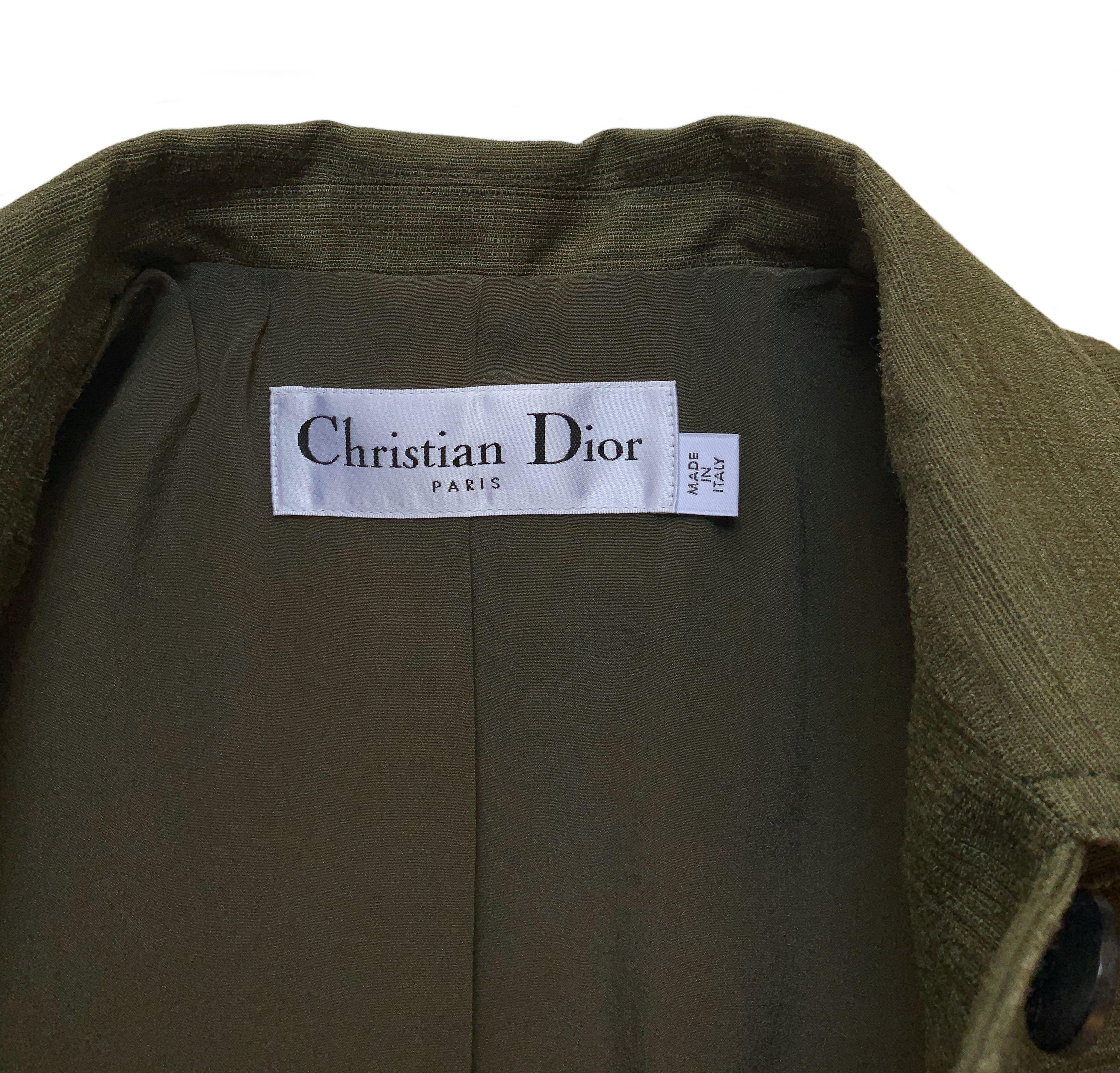 Black Christian Dior Resort 2020 Khaki Silk Jacket and Capri Pantsuit 