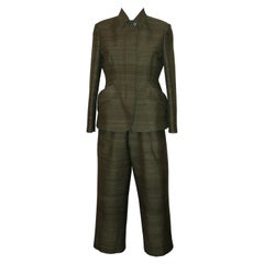 Christian Dior Resort 2020 Khaki Silk Jacket and Capri Pantsuit