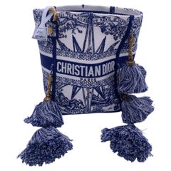 Christian Dior Reve d'Infini D-Bubble Embroidered Canvas Bucket Bag Blue White