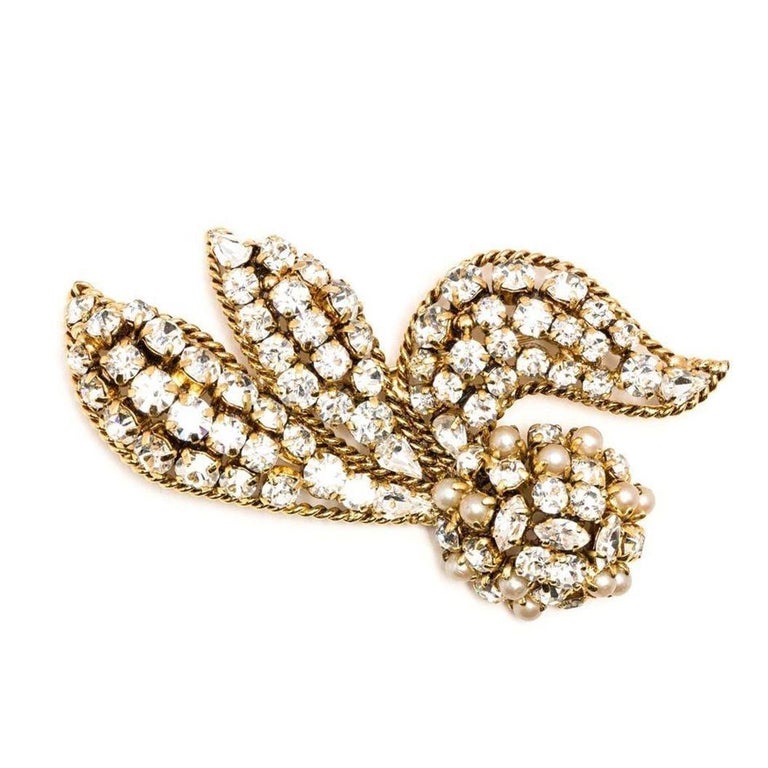 Christian dior rhinestone brooch at 1stDibs