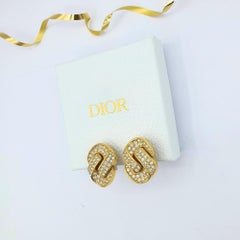 Christian Dior Rhinestone Knot Motif Clip-On Earrings – 1980s