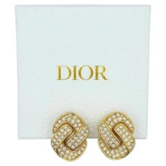 Christian Dior Rhinestone Knot Motif Clip-On Earrings – 1980s