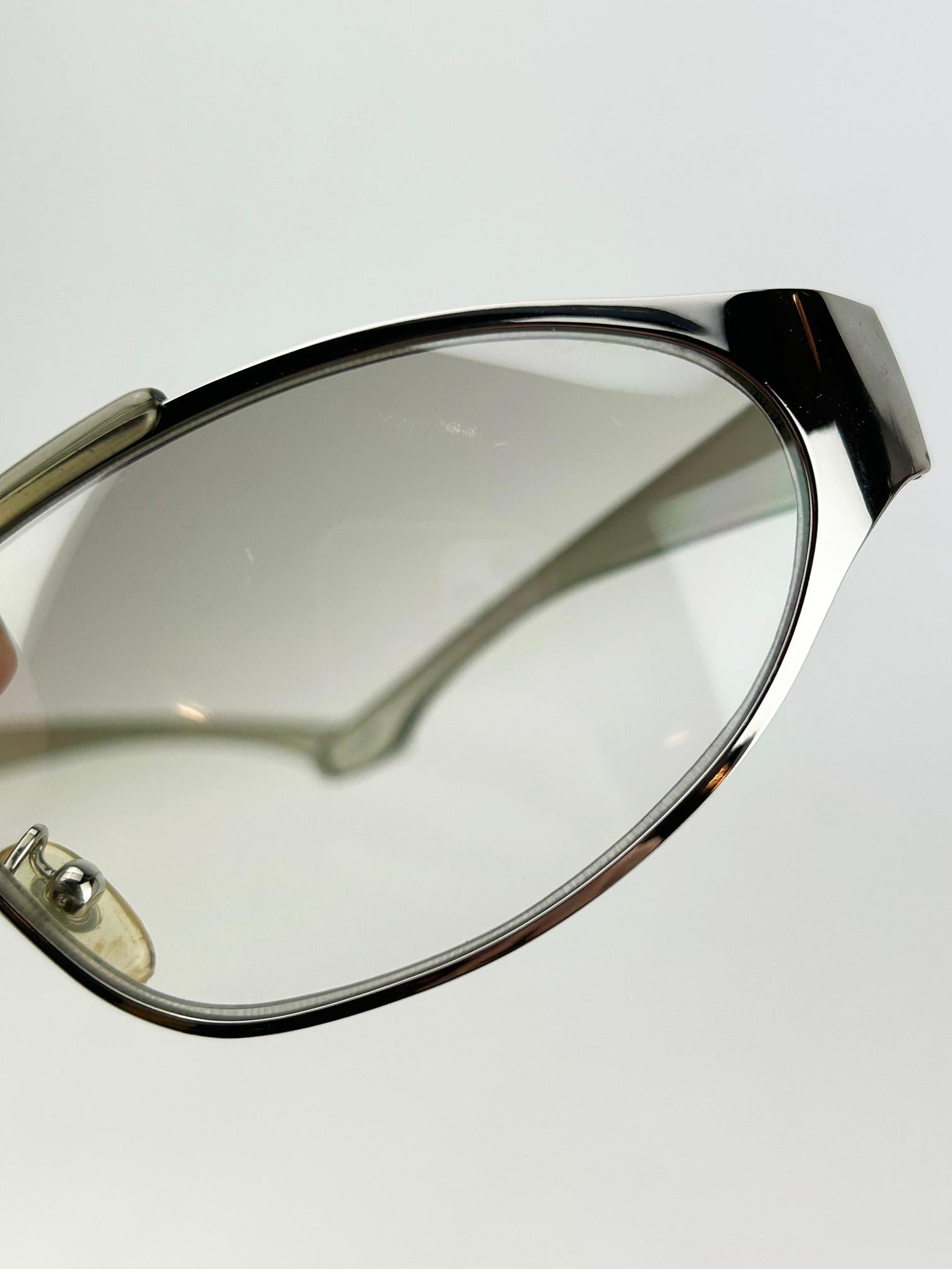 Christian Dior Rider Sunglasses Silver Frame Clear Lens Vintage c2000s For Sale 6