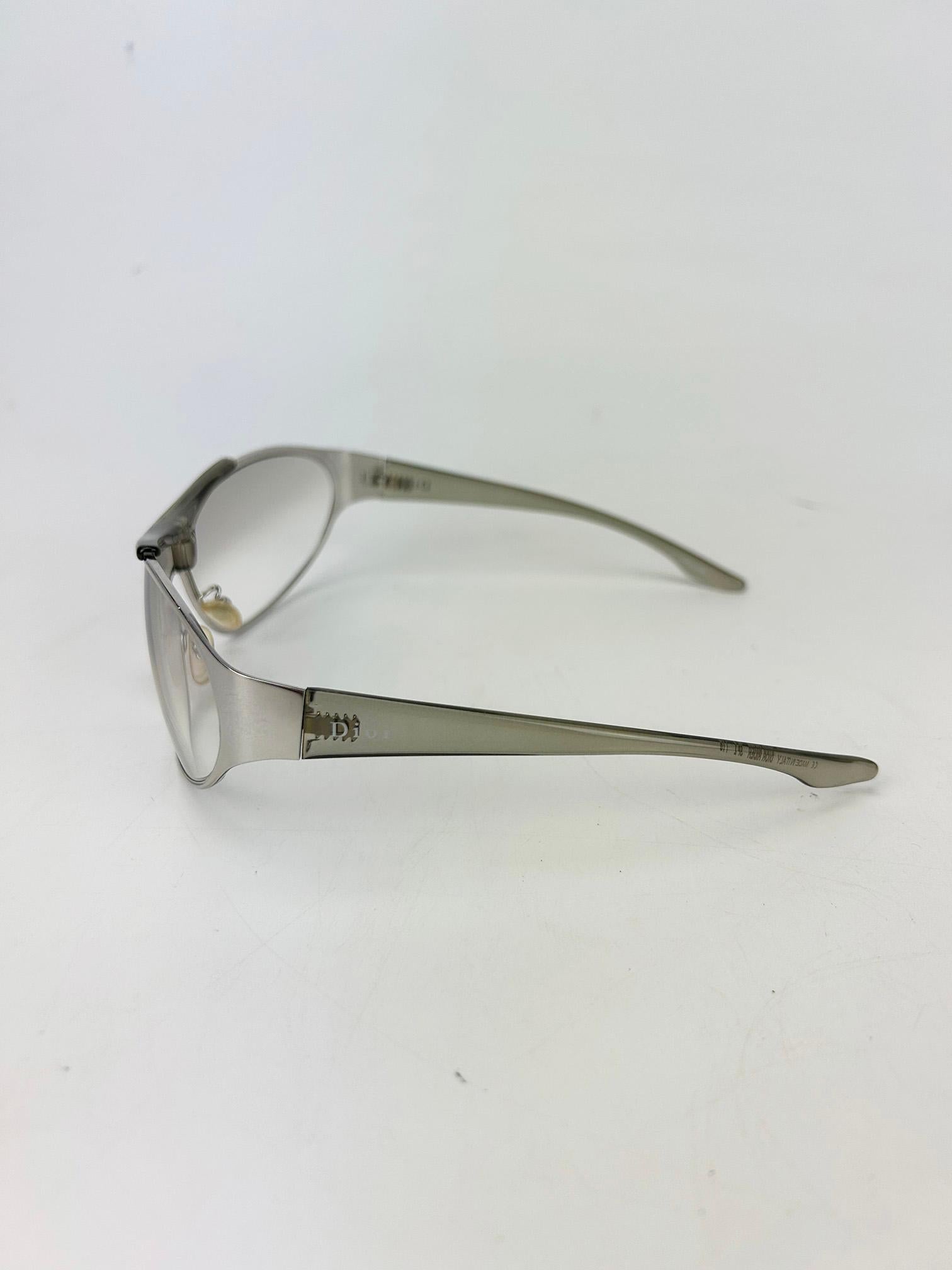 Women's Christian Dior Rider Sunglasses Silver Frame Clear Lens Vintage c2000s For Sale